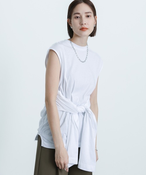 select MOCA(セレクトモカ)の「2WAYレイヤードデザインカットソー(Tシャツ/カットソー・レディース・ブラック/オフホワイト/サックスブルー/ペールイエロー・FREE)」の22枚目の写真