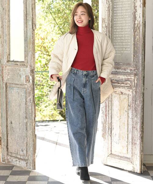 rps（アールピーエス）の「ウェーブキルトノーカラージャケット（ノーカラージャケット・レディース・ライトカーキ/アイボリー/ベージュ/ブラック・M/フリー）」の5枚目の写真