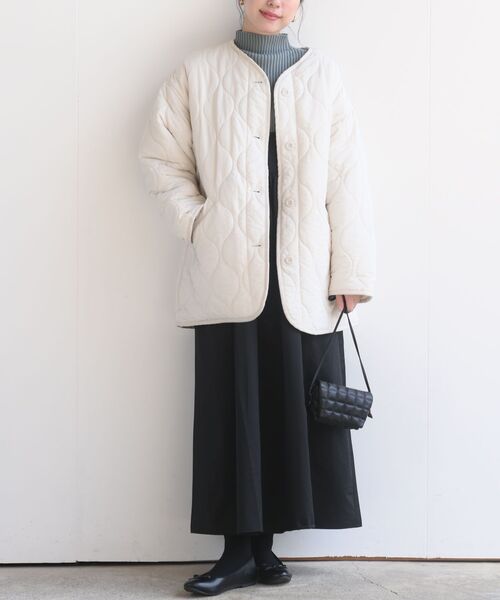 rps（アールピーエス）の「ウェーブキルトノーカラージャケット（ノーカラージャケット・レディース・ライトカーキ/アイボリー/ベージュ/ブラック・M/フリー）」の8枚目の写真