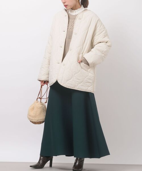 rps（アールピーエス）の「ウェーブキルトノーカラージャケット（ノーカラージャケット・レディース・ライトカーキ/アイボリー/ベージュ/ブラック・M/フリー）」の9枚目の写真