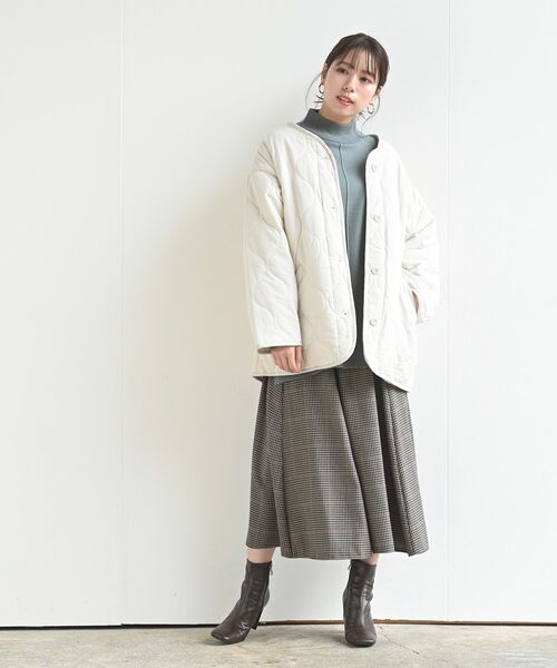 rps（アールピーエス）の「ウェーブキルトノーカラージャケット（ノーカラージャケット・レディース・ライトカーキ/アイボリー/ベージュ/ブラック・M/フリー）」の13枚目の写真