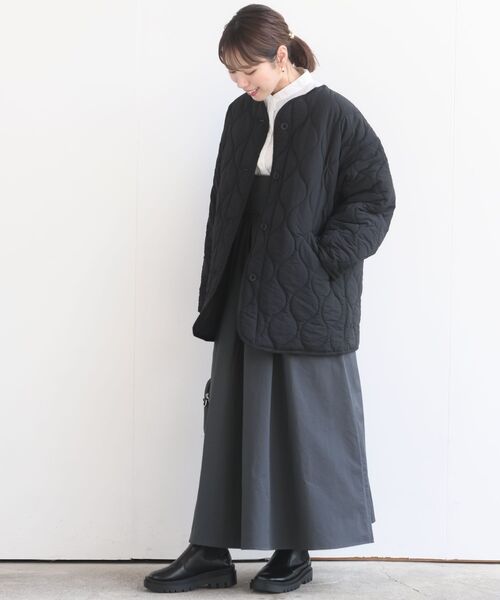 rps（アールピーエス）の「ウェーブキルトノーカラージャケット（ノーカラージャケット・レディース・ライトカーキ/アイボリー/ベージュ/ブラック・M/フリー）」の17枚目の写真