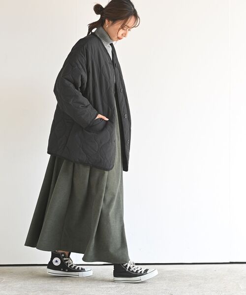 rps（アールピーエス）の「ウェーブキルトノーカラージャケット（ノーカラージャケット・レディース・ライトカーキ/アイボリー/ベージュ/ブラック・M/フリー）」の21枚目の写真