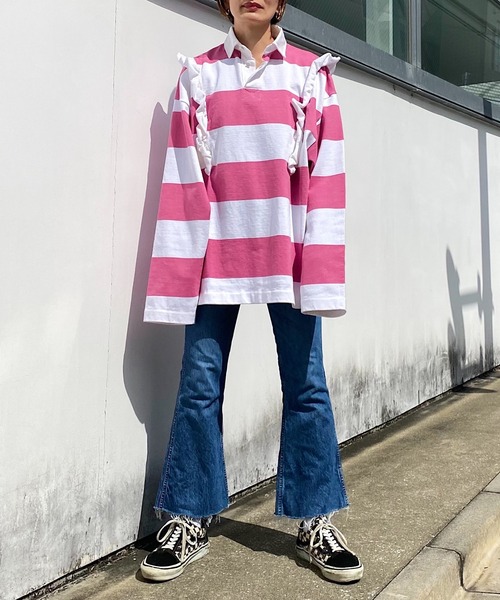 HOLIDAY（ホリデイ）の「HIGH WAIST BELL-BOTTOM DENIM PANTS ハイウエストベルボトムデニムパンツ［ショート丈］（デニムパンツ・レディース・インディゴブルー・2/0/4）」の16枚目の写真