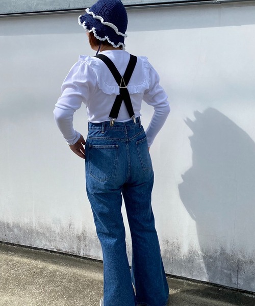 HOLIDAY（ホリデイ）の「HIGH WAIST BELL-BOTTOM DENIM PANTS ハイウエストベルボトムデニムパンツ［ショート丈］（デニムパンツ・レディース・インディゴブルー・2/0/4）」の10枚目の写真