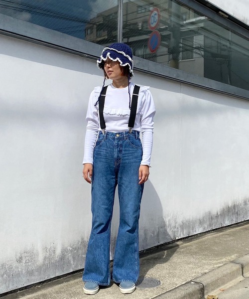 HOLIDAY（ホリデイ）の「HIGH WAIST BELL-BOTTOM DENIM PANTS ハイウエストベルボトムデニムパンツ［ショート丈］（デニムパンツ・レディース・インディゴブルー・2/0/4）」の9枚目の写真