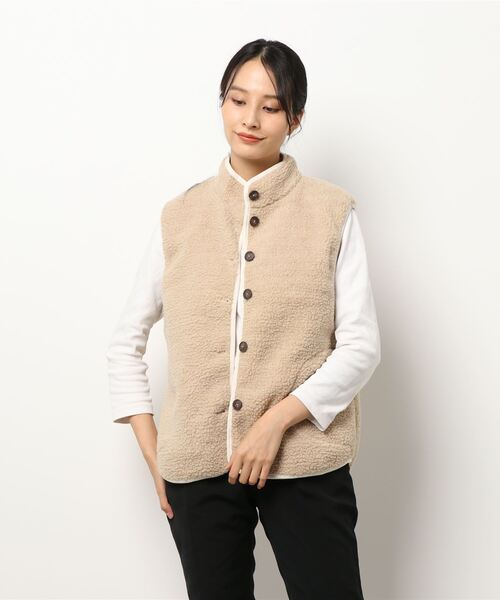 Samansa Mos2(サマンサ モスモス)の「35thリバーシブルボアベスト(ベスト・レディース・ブラック/ベージュ/キナリ・フリ-)」の11枚目の写真