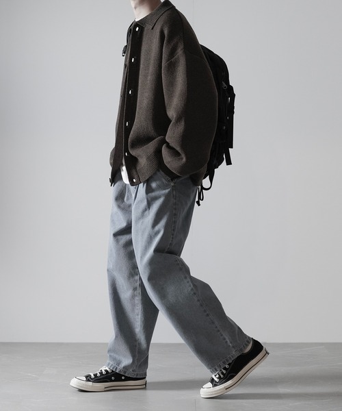 RUUBON（ルーボン）の「【RUUBON】relax wide denim pants / リラックス ワイドデニムパンツ（デニムパンツ・メンズ・サックスブルー/インディゴブルー/ブルー系その他/グレー/ダークネイビー/ライトグレー・S/M/L/XS）」の21枚目の写真