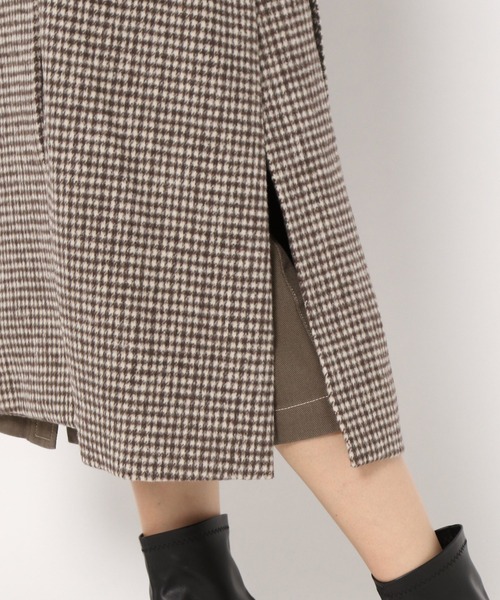 mysty woman（ミスティウーマン）の「チドリチェックロングコート 258002（ノーカラーコート・レディース・ブラック系/ブラウン系・FREE）」の12枚目の写真