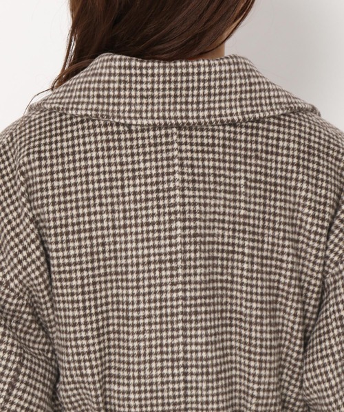 mysty woman（ミスティウーマン）の「チドリチェックロングコート 258002（ノーカラーコート・レディース・ブラック系/ブラウン系・FREE）」の15枚目の写真