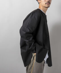 GLOSTER | 【GLOSTER/グロスター】ノーカラーシャツ バンドカラーシャツ(シャツ/ブラウス)