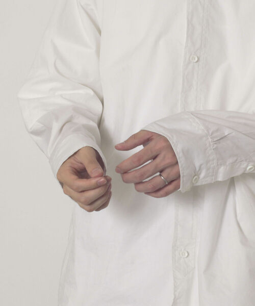 GLOSTER（グロスター）の「【GLOSTER/グロスター】ノーカラーシャツ バンドカラーシャツ（シャツ/ブラウス・メンズ・ホワイト/ブラック・MEDIUM/LARGE）」の7枚目の写真