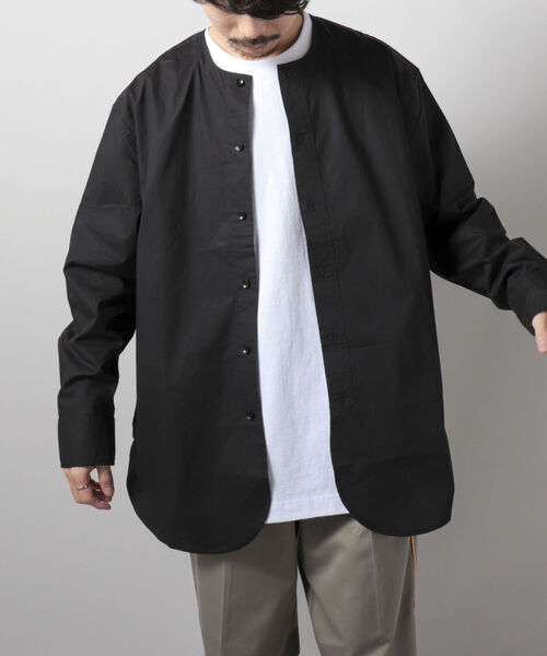 GLOSTER（グロスター）の「【GLOSTER/グロスター】ノーカラーシャツ バンドカラーシャツ（シャツ/ブラウス・メンズ・ホワイト/ブラック・MEDIUM/LARGE）」の19枚目の写真