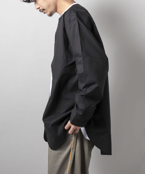 GLOSTER（グロスター）の「【GLOSTER/グロスター】ノーカラーシャツ バンドカラーシャツ（シャツ/ブラウス・メンズ・ホワイト/ブラック・MEDIUM/LARGE）」の18枚目の写真