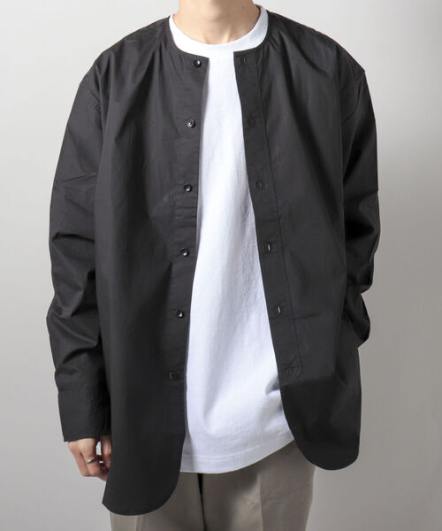 GLOSTER（グロスター）の「【GLOSTER/グロスター】ノーカラーシャツ バンドカラーシャツ（シャツ/ブラウス・メンズ・ホワイト/ブラック・MEDIUM/LARGE）」の13枚目の写真