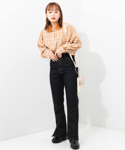 nemne store(ネンネストア)の「ポロ風チェックプルオーバー(シャツ/ブラウス・レディース・ベージュ系その他/グリーン系その他・フリー)」の10枚目の写真