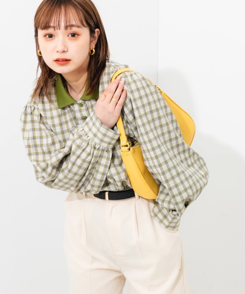 nemne store(ネンネストア)の「ポロ風チェックプルオーバー(シャツ/ブラウス・レディース・ベージュ系その他/グリーン系その他・フリー)」の13枚目の写真