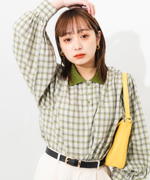 nemne store(ネンネストア)の「ポロ風チェックプルオーバー(シャツ/ブラウス・レディース・ベージュ系その他/グリーン系その他・フリー)」の15枚目の写真