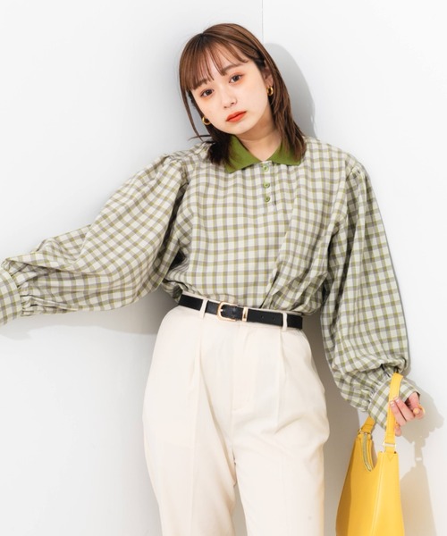 nemne store(ネンネストア)の「ポロ風チェックプルオーバー(シャツ/ブラウス・レディース・ベージュ系その他/グリーン系その他・フリー)」の12枚目の写真