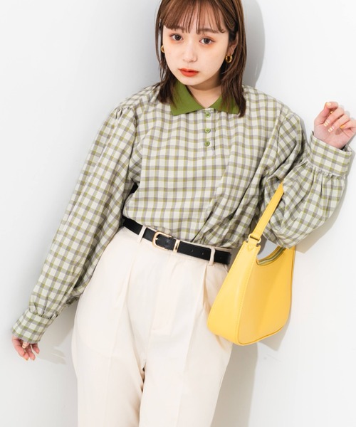 nemne store(ネンネストア)の「ポロ風チェックプルオーバー(シャツ/ブラウス・レディース・ベージュ系その他/グリーン系その他・フリー)」の14枚目の写真