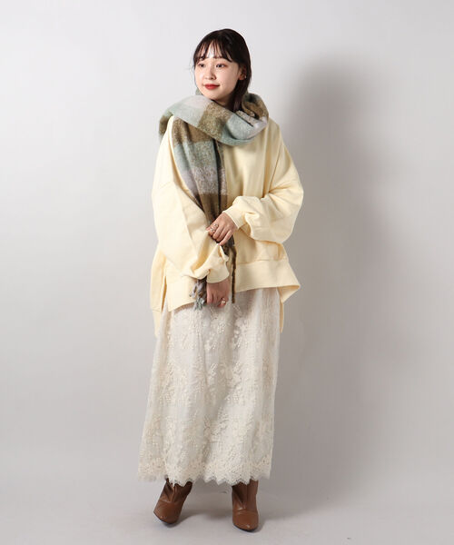 fredy emue（フレディエミュ）の「リサイクル フリンジチェックストール（ストール/ショール・レディース・ホワイト系その他2/イエロー系その他/グリーン系その他/パープル系その他2・FREE）」の14枚目の写真