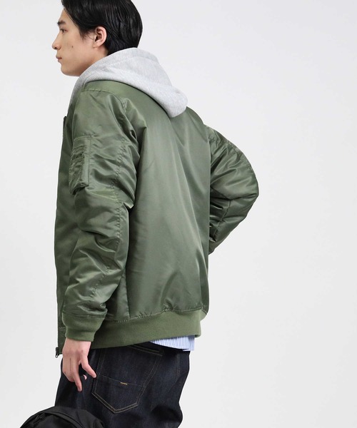 Right-on(ライトオン)の「フードMA-1(MA-1・メンズ・ブラック/オリーブ・M/L/XL)」の13枚目の写真