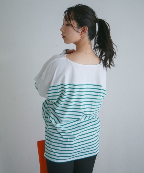 spoon store（スプーンストア）の「パネルボーダービッグロンＴ（Tシャツ/カットソー・レディース・グリーン系その他/ブルー系その他・フリー）」の12枚目の写真
