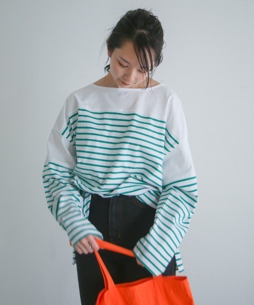 spoon store（スプーンストア）の「パネルボーダービッグロンＴ（Tシャツ/カットソー・レディース・グリーン系その他/ブルー系その他・フリー）」の13枚目の写真