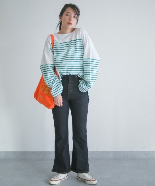 spoon store（スプーンストア）の「パネルボーダービッグロンＴ（Tシャツ/カットソー・レディース・グリーン系その他/ブルー系その他・フリー）」の15枚目の写真