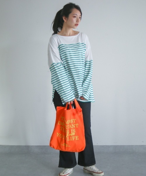 spoon store（スプーンストア）の「パネルボーダービッグロンＴ（Tシャツ/カットソー・レディース・グリーン系その他/ブルー系その他・フリー）」の16枚目の写真