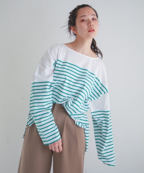 spoon store（スプーンストア）の「パネルボーダービッグロンＴ（Tシャツ/カットソー・レディース・グリーン系その他/ブルー系その他・フリー）」の19枚目の写真