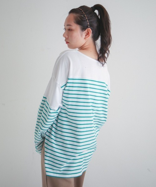 spoon store（スプーンストア）の「パネルボーダービッグロンＴ（Tシャツ/カットソー・レディース・グリーン系その他/ブルー系その他・フリー）」の20枚目の写真