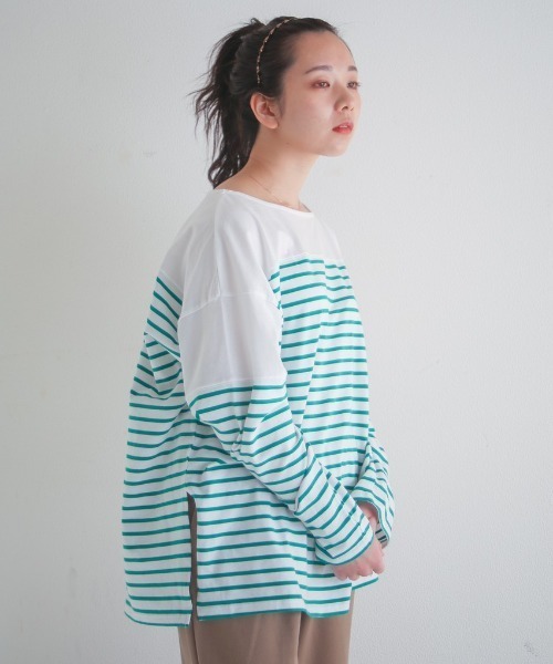 spoon store（スプーンストア）の「パネルボーダービッグロンＴ（Tシャツ/カットソー・レディース・グリーン系その他/ブルー系その他・フリー）」の18枚目の写真