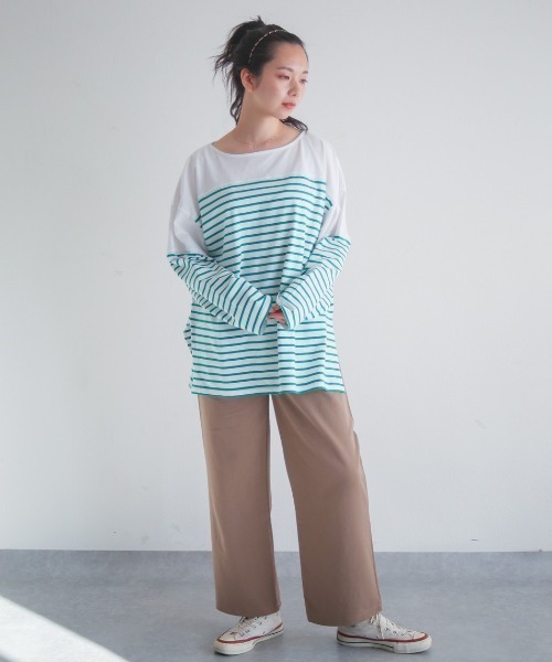 spoon store（スプーンストア）の「パネルボーダービッグロンＴ（Tシャツ/カットソー・レディース・グリーン系その他/ブルー系その他・フリー）」の22枚目の写真