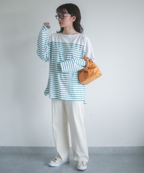 spoon store（スプーンストア）の「パネルボーダービッグロンＴ（Tシャツ/カットソー・レディース・グリーン系その他/ブルー系その他・フリー）」の8枚目の写真