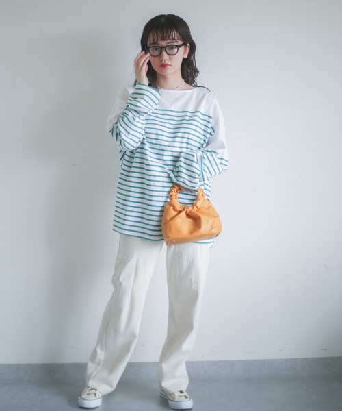 spoon store（スプーンストア）の「パネルボーダービッグロンＴ（Tシャツ/カットソー・レディース・グリーン系その他/ブルー系その他・フリー）」の9枚目の写真