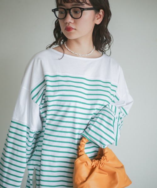 spoon store（スプーンストア）の「パネルボーダービッグロンＴ（Tシャツ/カットソー・レディース・グリーン系その他/ブルー系その他・フリー）」の4枚目の写真