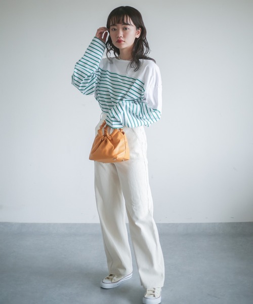 spoon store（スプーンストア）の「パネルボーダービッグロンＴ（Tシャツ/カットソー・レディース・グリーン系その他/ブルー系その他・フリー）」の6枚目の写真