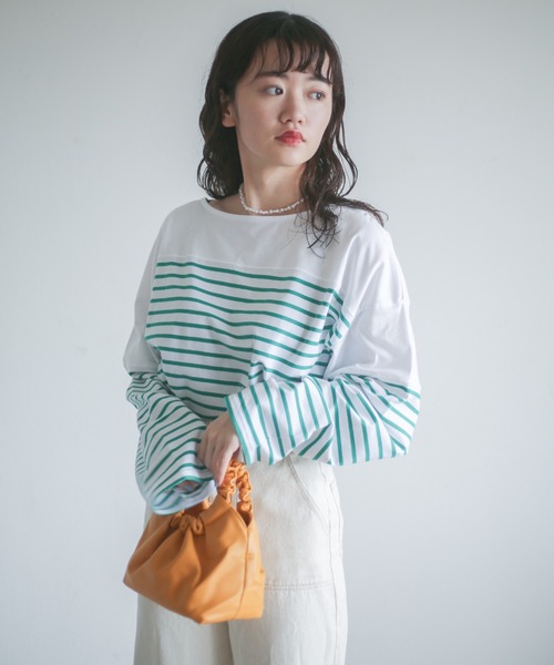 spoon store（スプーンストア）の「パネルボーダービッグロンＴ（Tシャツ/カットソー・レディース・グリーン系その他/ブルー系その他・フリー）」の3枚目の写真