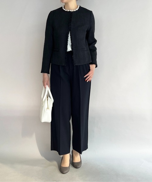 PICCIN（ピッチン）の「ファンシーツイードノーカラージャケット（スーツジャケット・レディース・ブラック/ネイビー・M/L）」の7枚目の写真