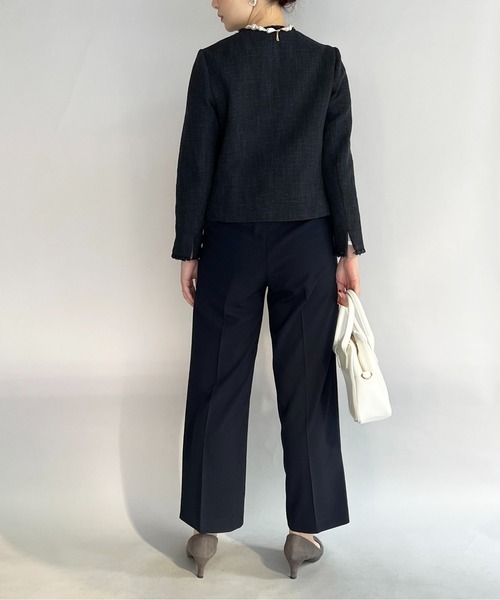 PICCIN（ピッチン）の「ファンシーツイードノーカラージャケット（スーツジャケット・レディース・ブラック/ネイビー・M/L）」の9枚目の写真