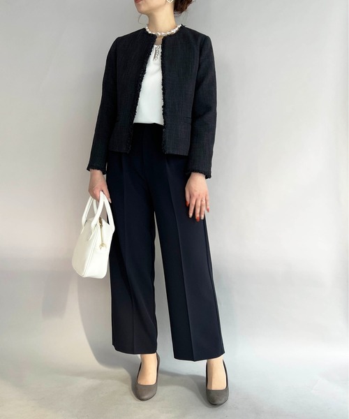 PICCIN（ピッチン）の「ファンシーツイードノーカラージャケット（スーツジャケット・レディース・ブラック/ネイビー・M/L）」の11枚目の写真