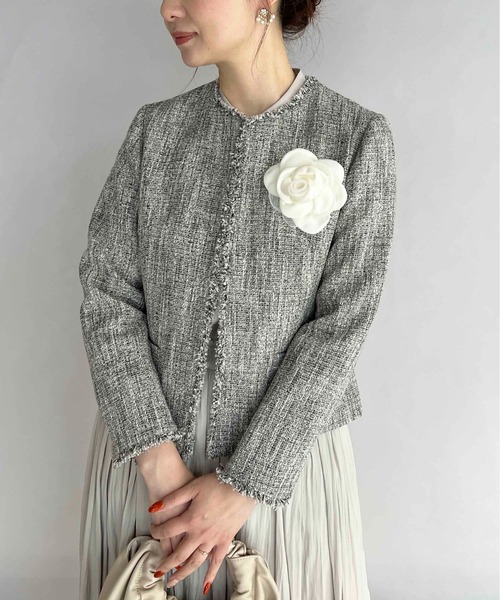 PICCIN（ピッチン）の「ファンシーツイードノーカラージャケット（スーツジャケット・レディース・ブラック/ネイビー・M/L）」の22枚目の写真