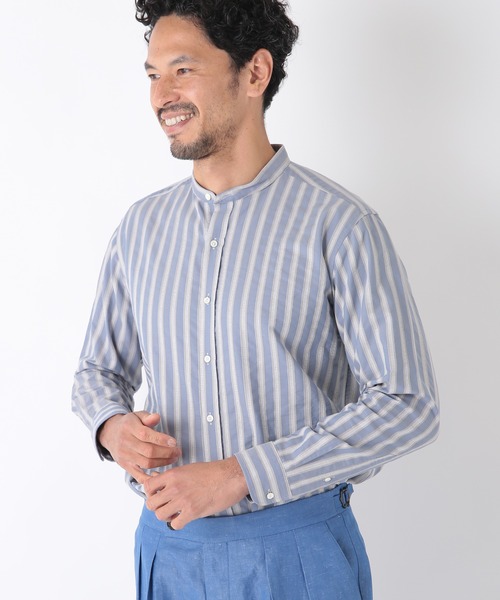 MEN'S BIGI（メンズビギ）の「＜GETZNER/ゲッツナー＞ドビーストライプシャツ　made in japan（シャツ/ブラウス・メンズ・レッド/ブルー・01/02/03）」の11枚目の写真