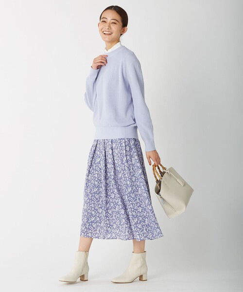 J.PRESS（ジェイプレス）の「【洗える】ポリエステルデシンフラワープリント スカート（スカート・レディース・ネイビー系5/ライラック系5・11/9/7）」の4枚目の写真