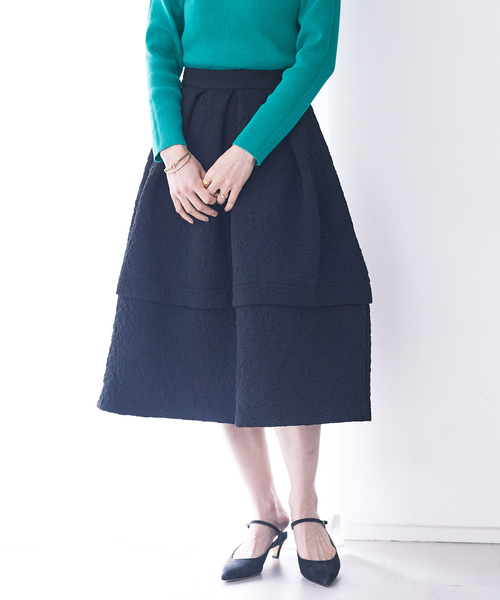 Rouge vif（ルージュヴィフ）の「ふくれジャガードスカート（スカート・レディース・ホワイト/ブラック・36/38）」の2枚目の写真