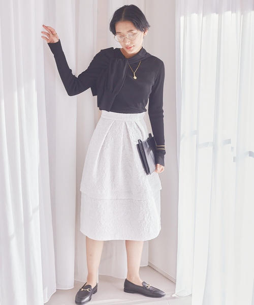 Rouge vif（ルージュヴィフ）の「ふくれジャガードスカート（スカート・レディース・ホワイト/ブラック・36/38）」の7枚目の写真