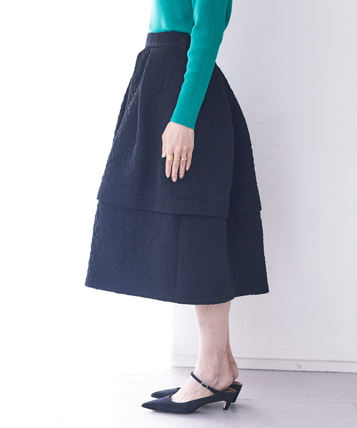 Rouge vif（ルージュヴィフ）の「ふくれジャガードスカート（スカート・レディース・ホワイト/ブラック・36/38）」の9枚目の写真