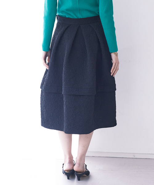 Rouge vif（ルージュヴィフ）の「ふくれジャガードスカート（スカート・レディース・ホワイト/ブラック・36/38）」の4枚目の写真