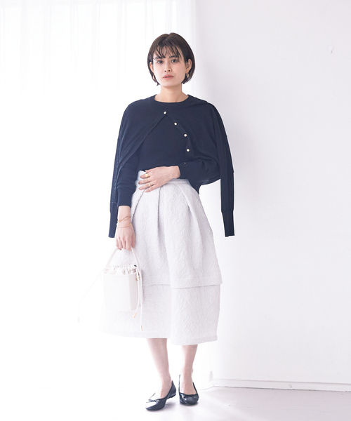 Rouge vif（ルージュヴィフ）の「ふくれジャガードスカート（スカート・レディース・ホワイト/ブラック・36/38）」の8枚目の写真